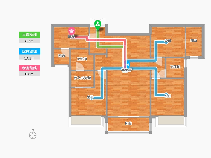 广东省-广州市-珠江金茂府9栋125m2-97.41-户型库-动静线