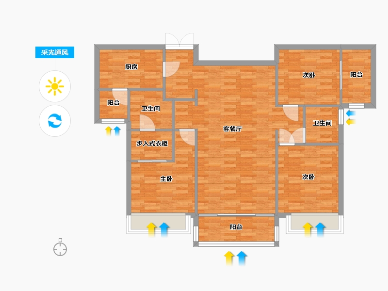 广东省-广州市-珠江金茂府9栋125m2-97.41-户型库-采光通风