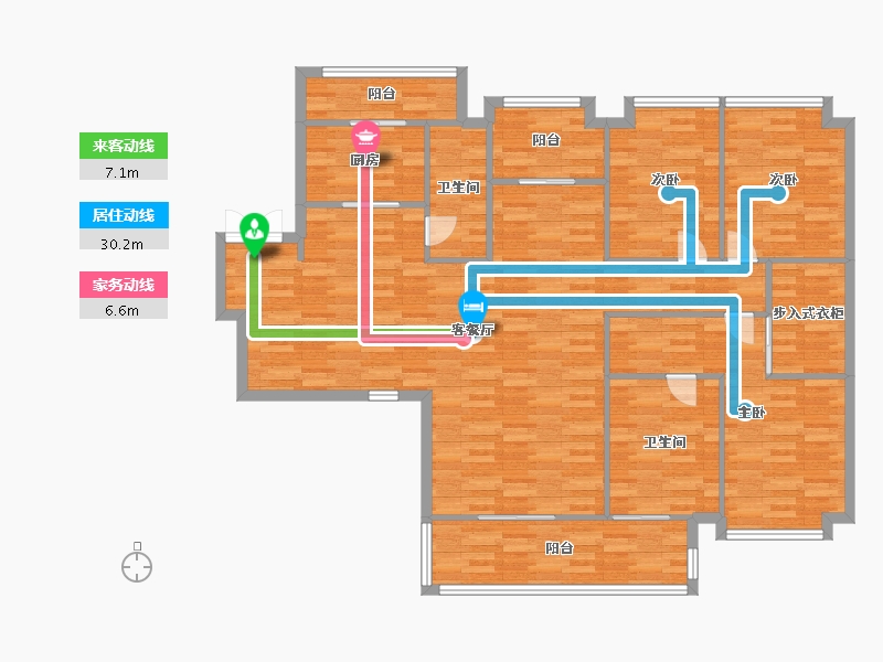 广东省-广州市-珠江金茂府168m2-134.40-户型库-动静线