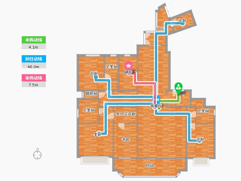 广东省-广州市-珠江金茂府1栋267m2-212.57-户型库-动静线