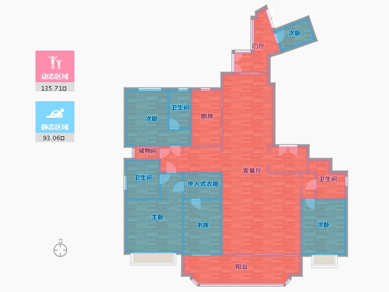 广东省-广州市-珠江金茂府1栋267m2-212.57-户型库-动静分区