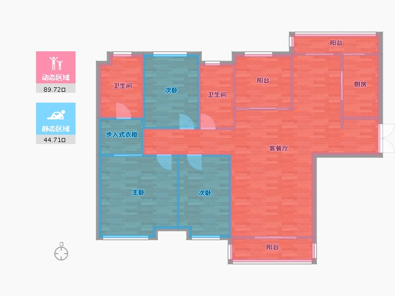 广东省-广州市-珠江金茂府4,5,7栋142m2-123.68-户型库-动静分区