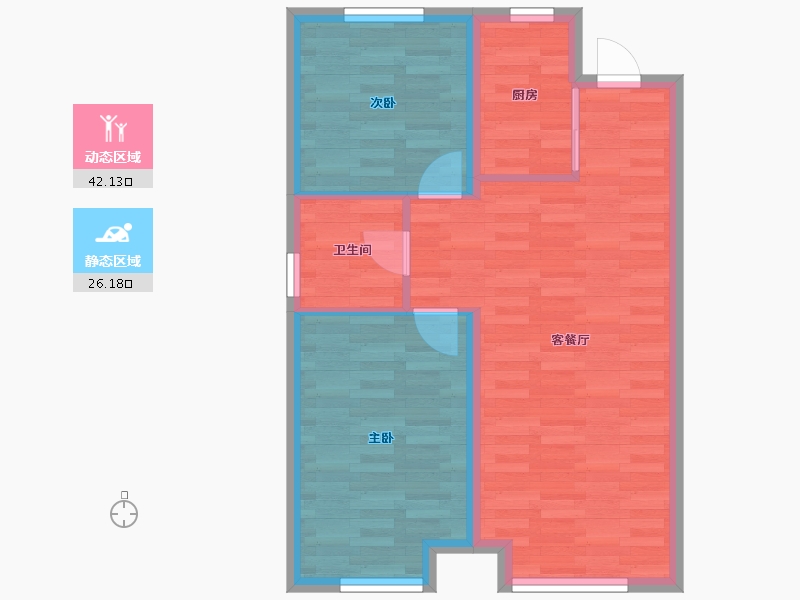 辽宁省-沈阳市-首开如院-61.60-户型库-动静分区