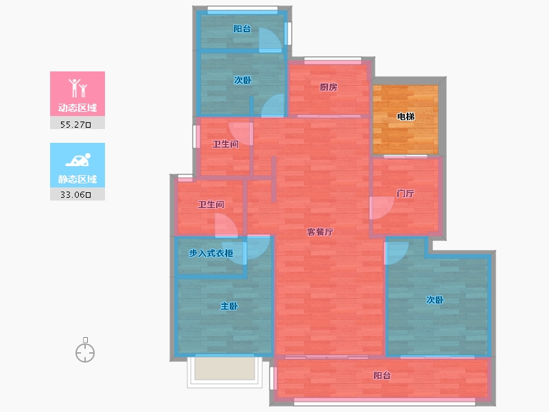 江苏省-南京市-誉峰苑-84.50-户型库-动静分区