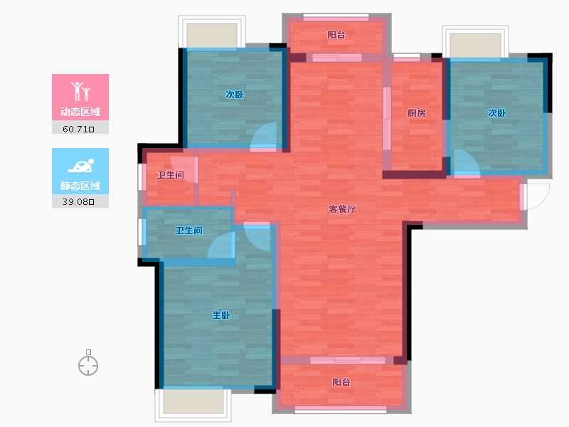 湖南省-长沙市-顺舟旺城-88.28-户型库-动静分区