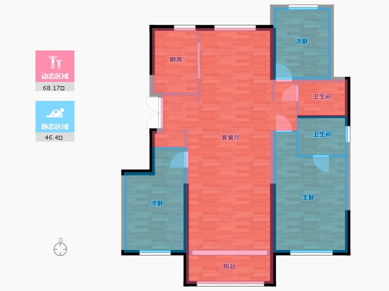 内蒙古自治区-呼和浩特市-金地名京-103.98-户型库-动静分区