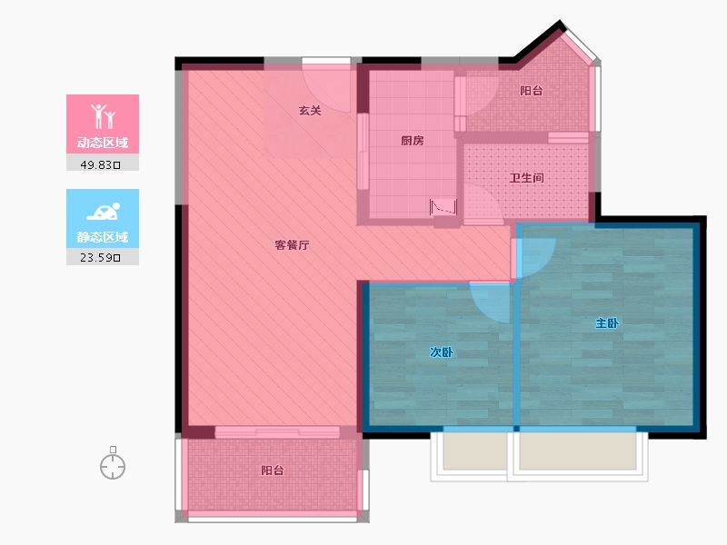 广东省-广州市-中海璟晖华庭-64.03-户型库-动静分区