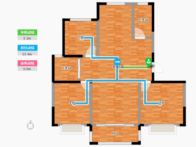 辽宁省-营口市-国际新城-136.01-户型库-动静线