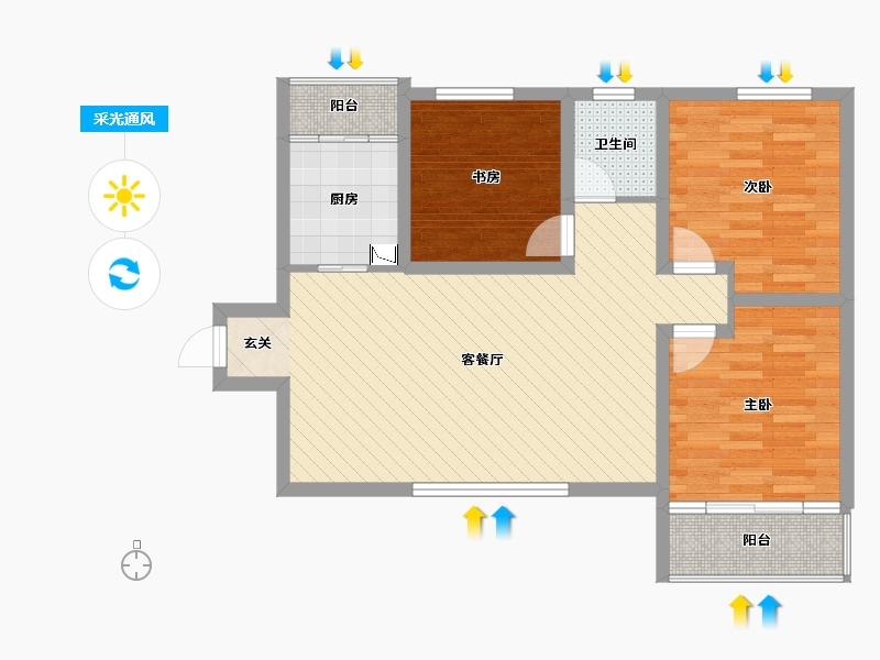 陕西省-西安市-华宇凤凰城-77.34-户型库-采光通风