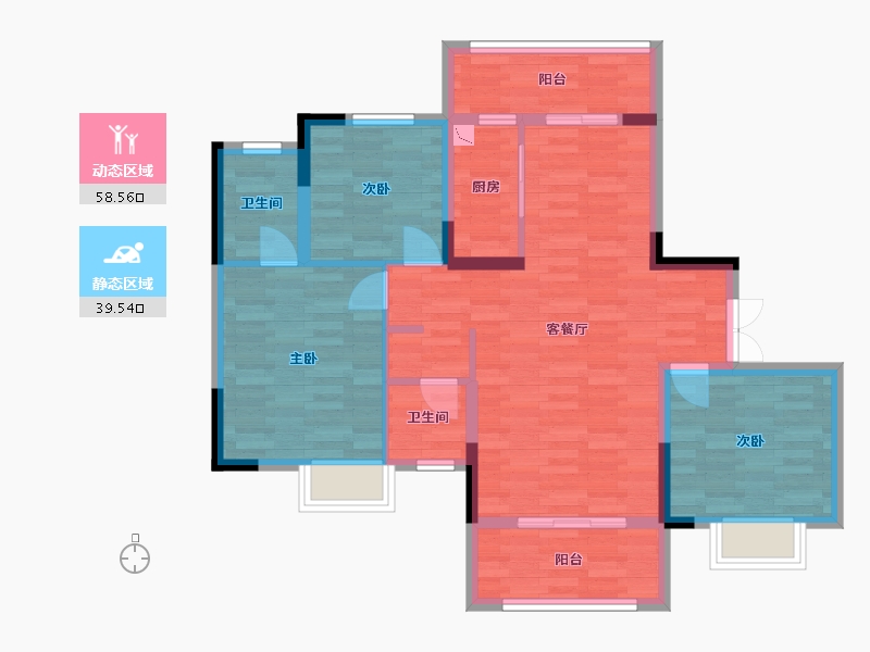 重庆-重庆市-中建湖山印象-87.38-户型库-动静分区