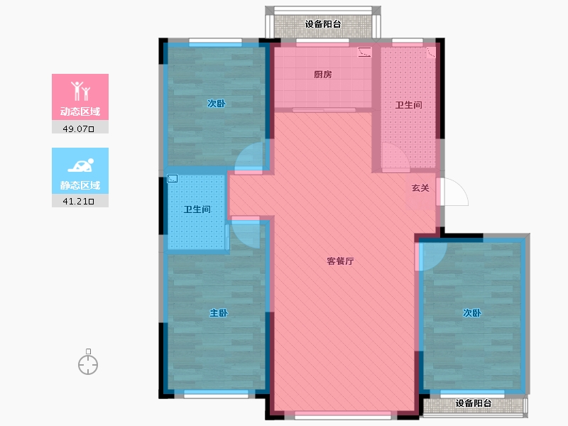 吉林省-长春市-万龙国际城-82.47-户型库-动静分区