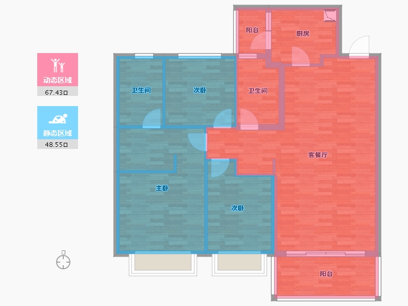 浙江省-宁波市-恒大御澜庭-104.86-户型库-动静分区