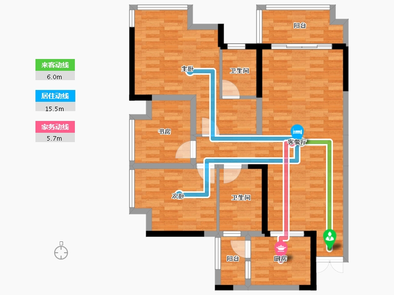 重庆-重庆市-东邦三华海棠湾-90.67-户型库-动静线