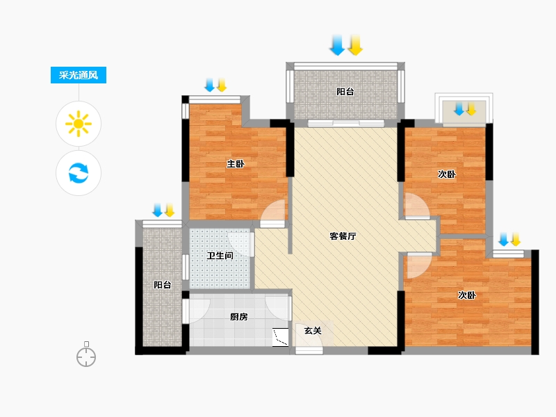 四川省-眉山市-观澜城邦-76.77-户型库-采光通风