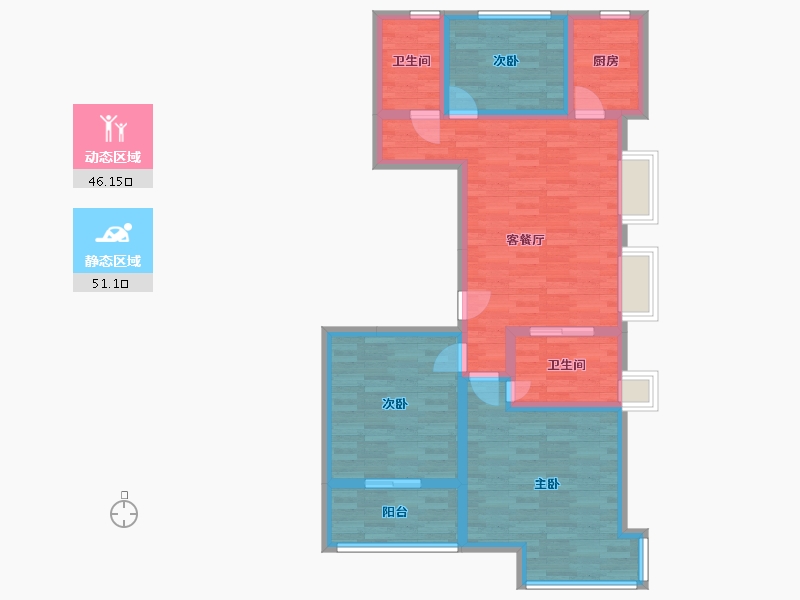 安徽省-安庆市-康熙左岸-85.98-户型库-动静分区