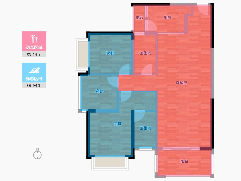 广东省-阳江市-恒隆御景山庄-90.01-户型库-动静分区