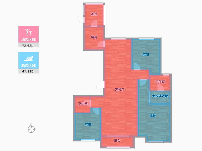 内蒙古自治区-包头市-中环悦府-106.85-户型库-动静分区