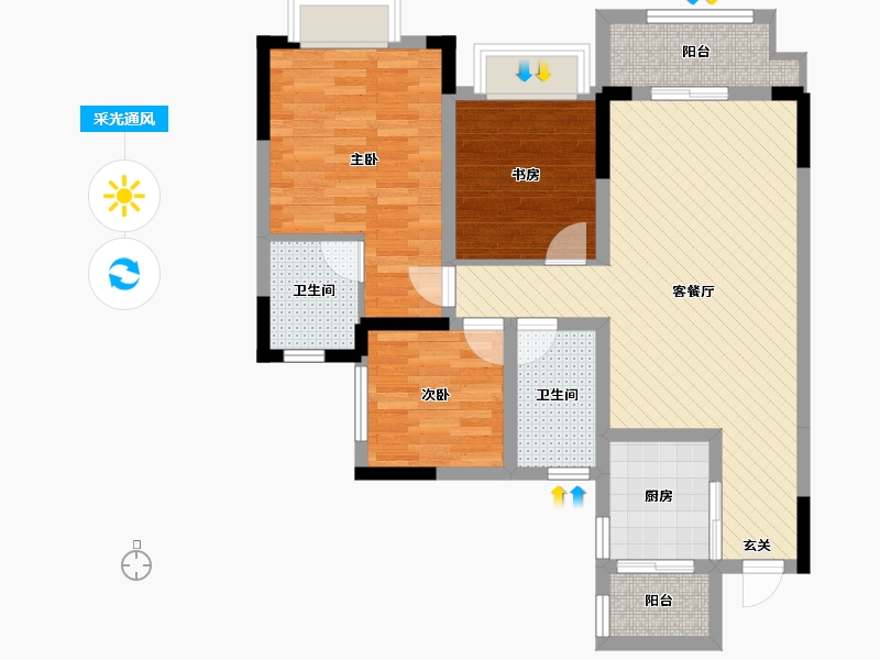 四川省-广安市-广高新城-79.62-户型库-采光通风