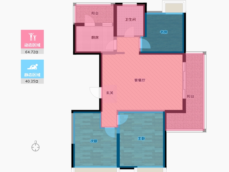 上海-上海市-万达城市公寓-91.45-户型库-动静分区