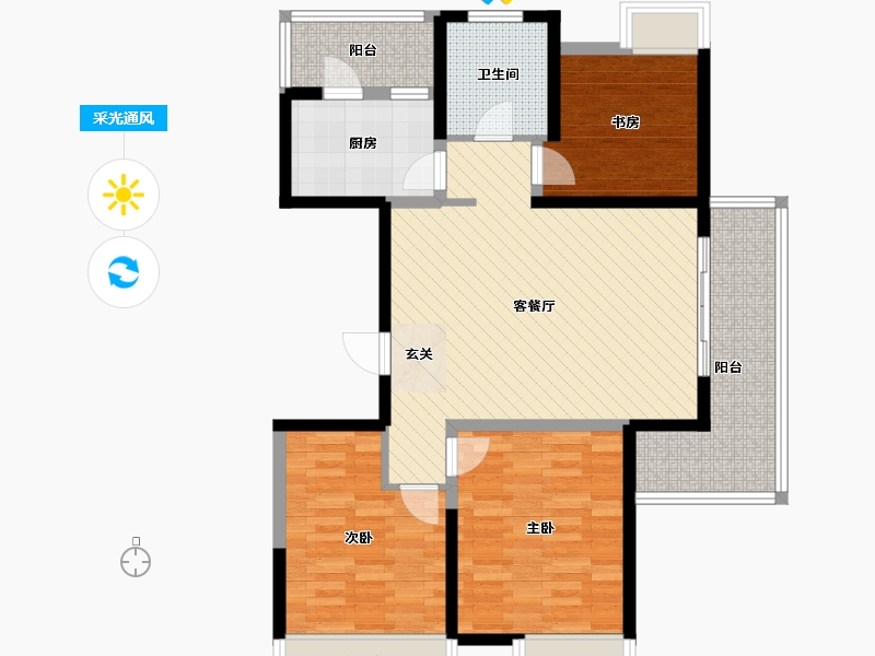 上海-上海市-万达城市公寓-91.45-户型库-采光通风