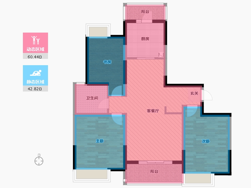 上海-上海市-万达城市公寓-90.00-户型库-动静分区