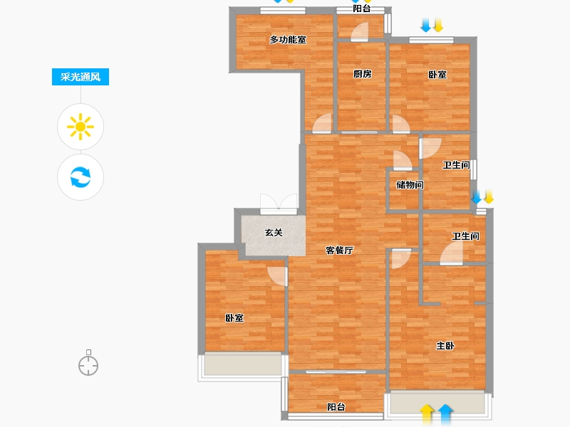 浙江省-杭州市-金科碧桂园博翠府10号楼129m²-102.99-户型库-采光通风