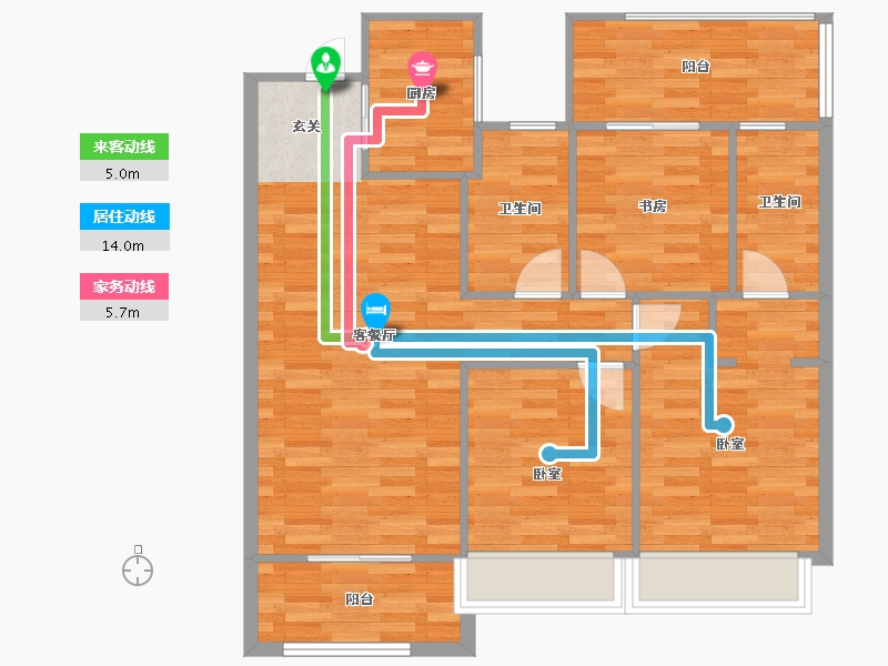 浙江省-杭州市-万科古翠隐秀2号楼104m²-85.24-户型库-动静线