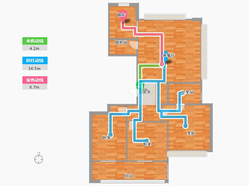 浙江省-杭州市-杭房建发养云静舍119平米户型119m²-95.00-户型库-动静线