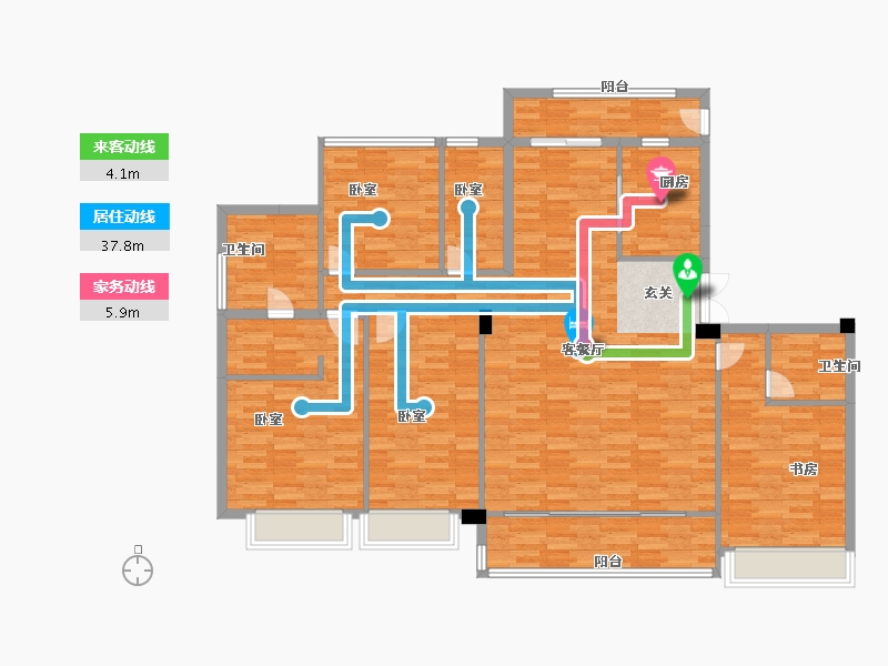 浙江省-杭州市-九龙仓华发天荟13号楼188m²-150.15-户型库-动静线