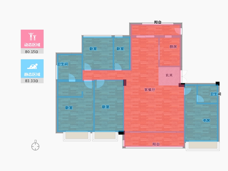 浙江省-杭州市-九龙仓华发天荟13号楼188m²-150.15-户型库-动静分区