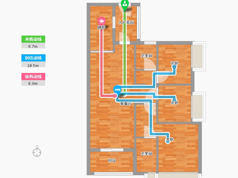 广东省-广州市-龙湖双珑原著11,17,18栋98m2-78.60-户型库-动静线