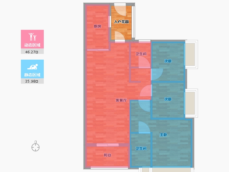 广东省-广州市-龙湖双珑原著11,17,18栋98m2-78.60-户型库-动静分区