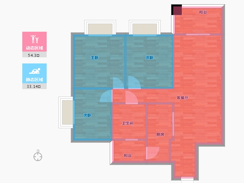 广东省-广州市-宝夏花园C栋99m2-79.20-户型库-动静分区