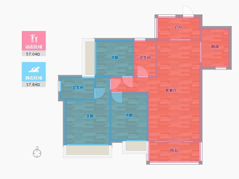 广东省-广州市-奥园香雪华府108m2-86.40-户型库-动静分区