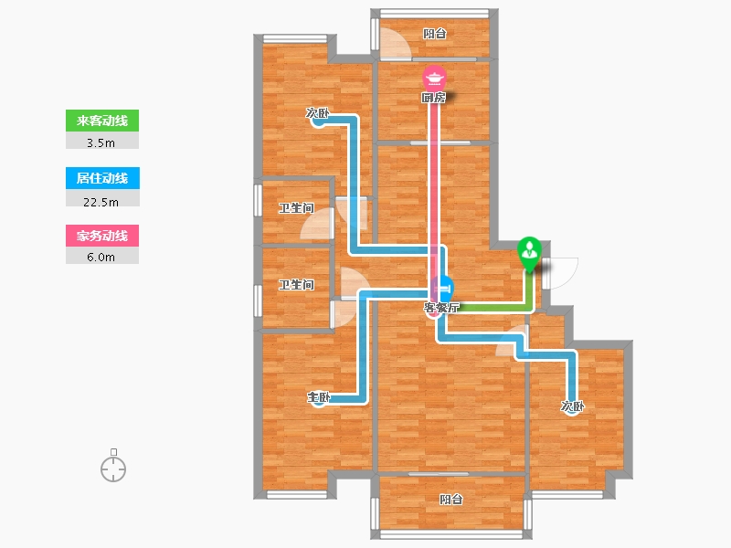 广东省-广州市-奥园香雪华府132m2-105.60-户型库-动静线