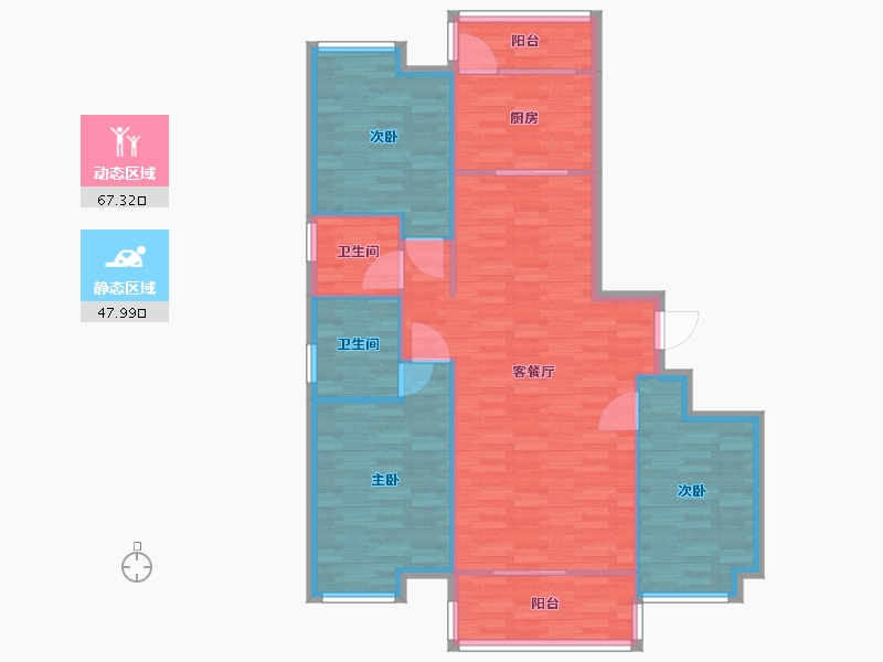 广东省-广州市-奥园香雪华府132m2-105.60-户型库-动静分区