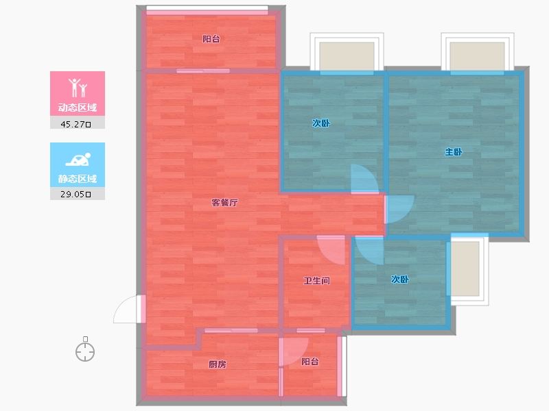 广东省-广州市-海伦堡海伦时光B1,B2栋84m2-67.20-户型库-动静分区