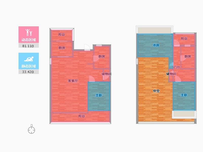 广东省-广州市-康大龙祥汇129m2-137.69-户型库-动静分区