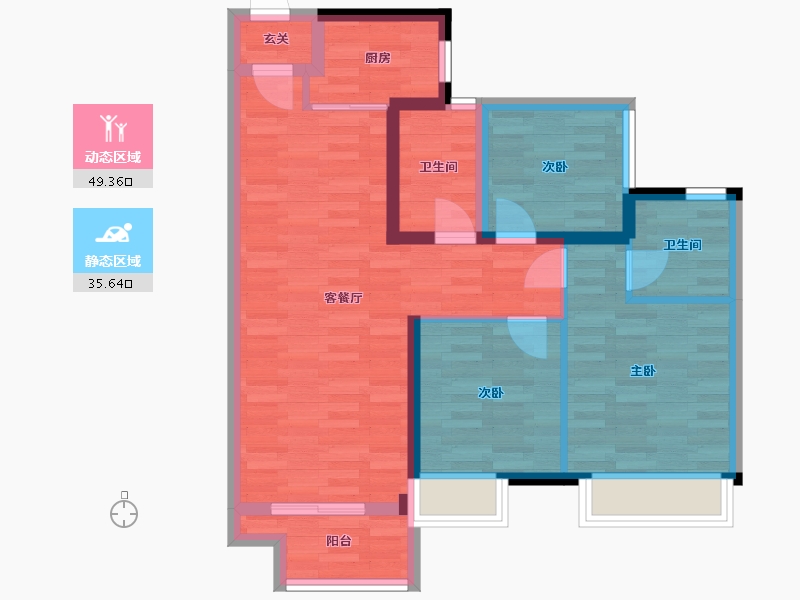 广东省-广州市-绿地杉禾田晶舍98m2-75.19-户型库-动静分区