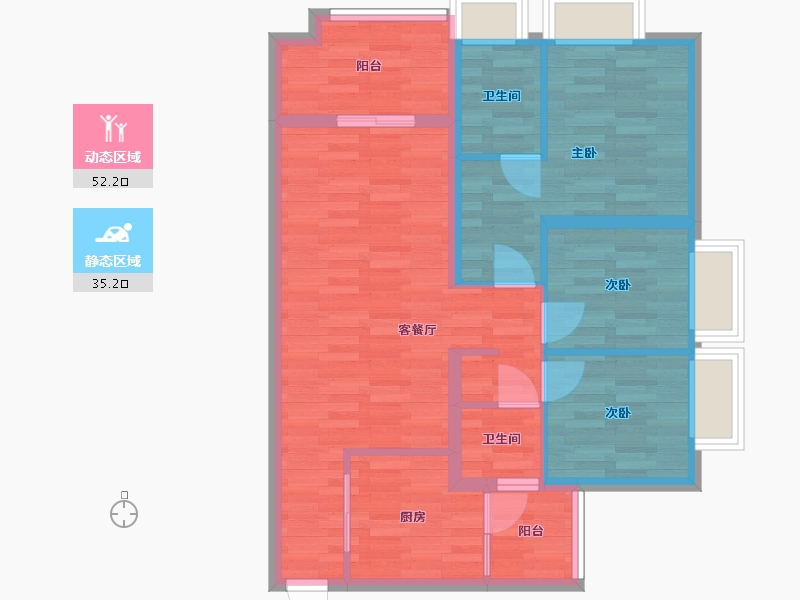 广东省-广州市-品秀星樾97m2-77.60-户型库-动静分区