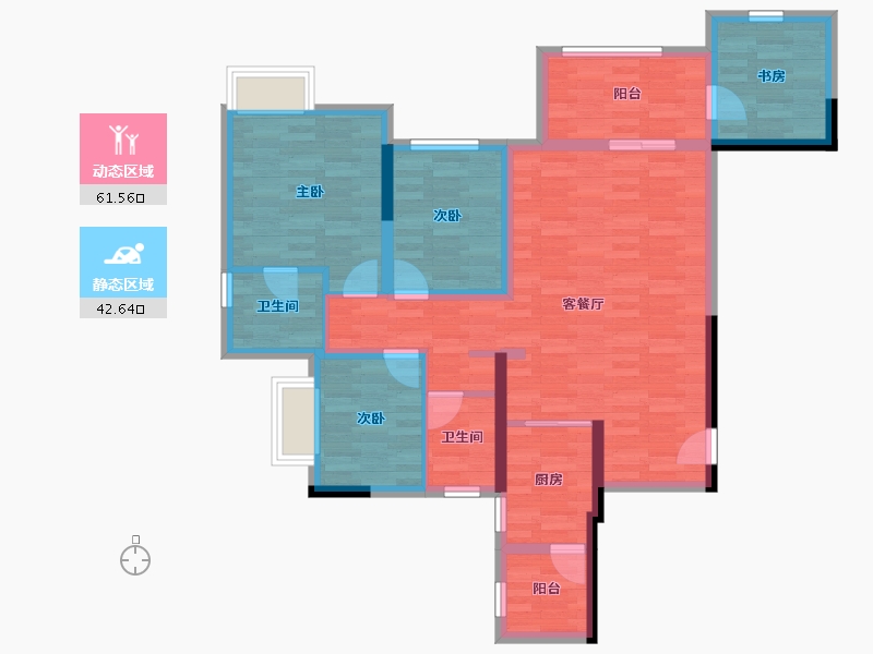 重庆-重庆市-龙湖景粼玖序-92.12-户型库-动静分区