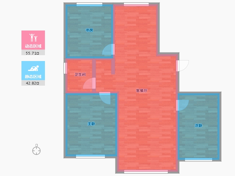 内蒙古自治区-赤峰市-百合国际-88.72-户型库-动静分区