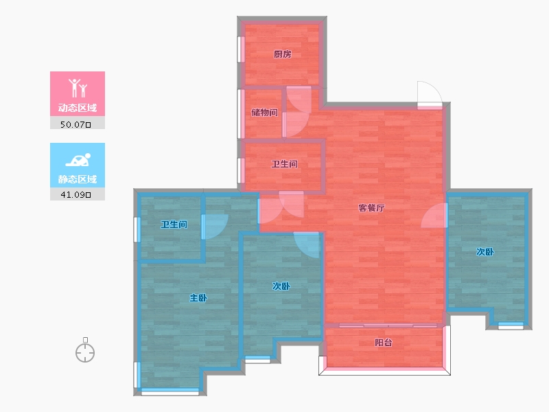 广东省-广州市-新世界凯粤湾103m2-82.39-户型库-动静分区