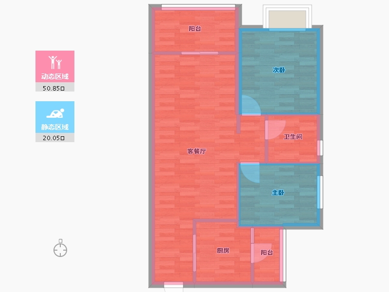 广东省-广州市-悦江上品苑80m2-64.00-户型库-动静分区