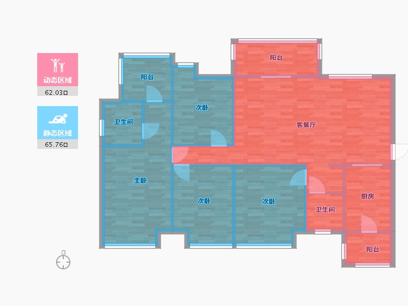 广东省-广州市-保利花海湾1B栋，2号楼146m2-116.80-户型库-动静分区