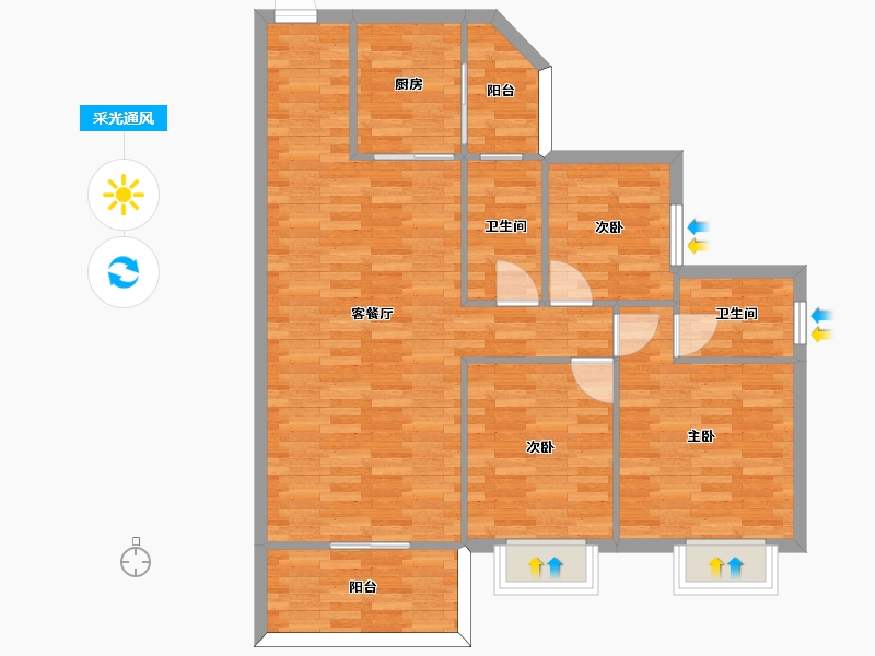 广东省-广州市-保利西悦湾M4栋112m2-89.60-户型库-采光通风