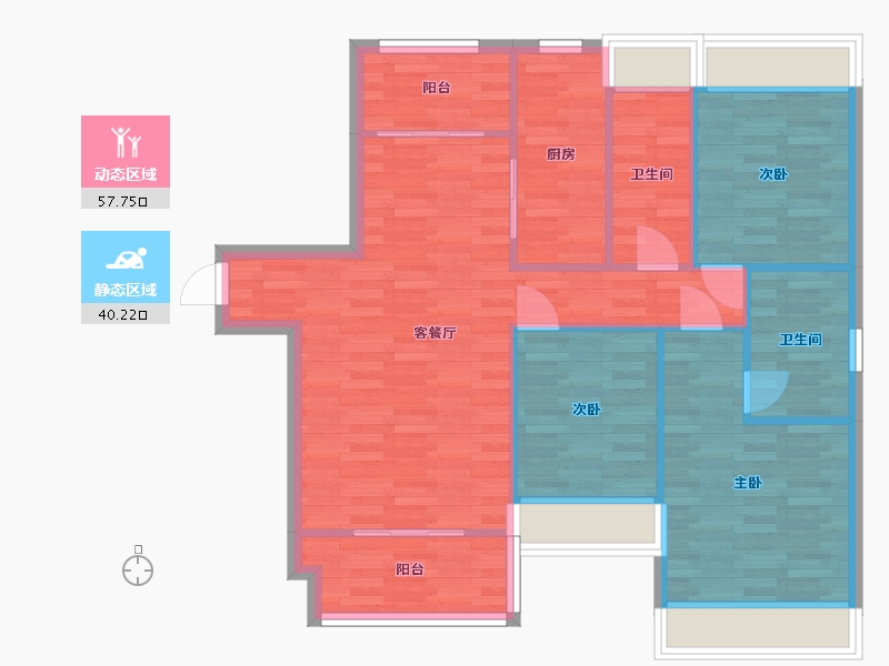 广东省-广州市-凯德双桥8号5号楼121m2-88.96-户型库-动静分区