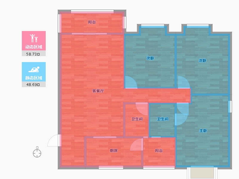 广东省-广州市-力诚欣悦湾3,4栋123m2-98.39-户型库-动静分区