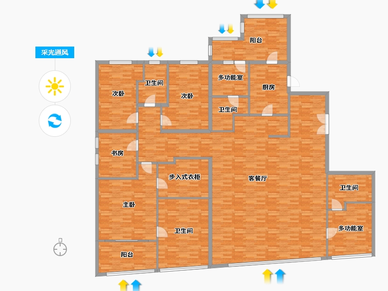 广东省-广州市-侨鑫汇悦台2号楼348m²-259.31-户型库-采光通风