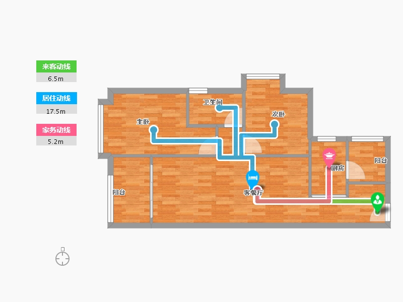 广东省-广州市-兰亭盛荟81m²-64.80-户型库-动静线